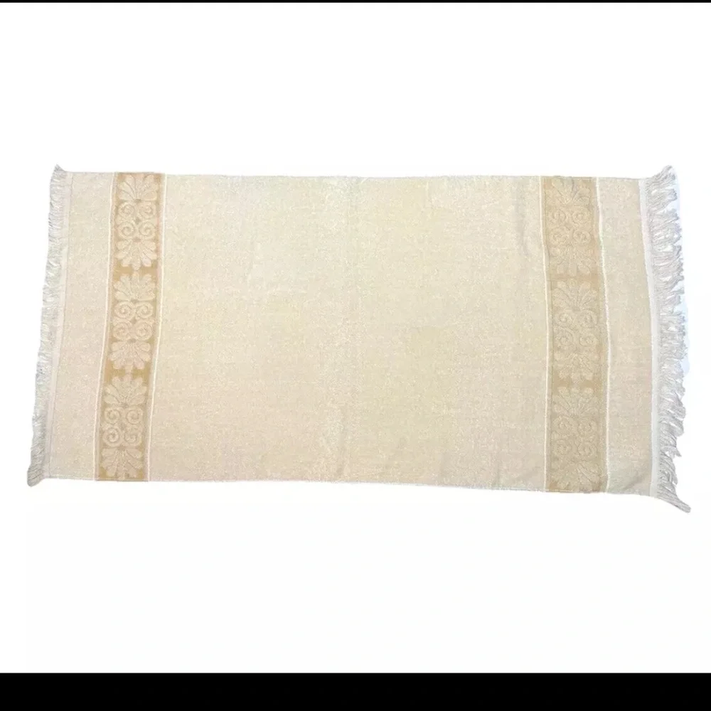 Cannon Monticello Vintage Guest Hand Towel Wash Cloth Tan Gold Retro Bath Decor